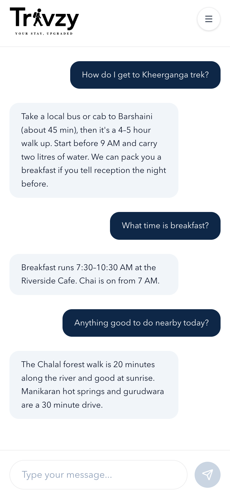 Guest chat — instant answers about the hostel and the area